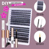 Picture of 3D Thick Lash Extension Kit 320 Pcs Fluffy Lash Clusters 60D+80D 10-16mm Eyelash Extension Kit Individual Lashes with Bond and Seal Glue Tweezers DIY Eyelash Extensions for Beginners (60D+80D)