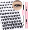 Picture of DIY Lash Extension Kit Bond and Seal Wispy Lash Clusters Kit 120pcs 8-16MM Individual Lashes Kit Natural CD Curl Eyelash Extension Kit by Ruairie