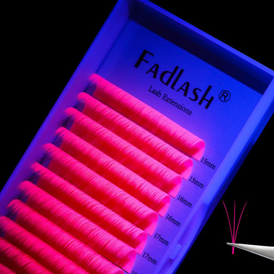 Picture of Volume Lash FADLASH Extensions Neon Colored Lashes Extensions Easy Fan Eyelash Extensions Rapid Blooming Lashes for Christmas Party (Neon Pink 0.07-D,15-20mm)