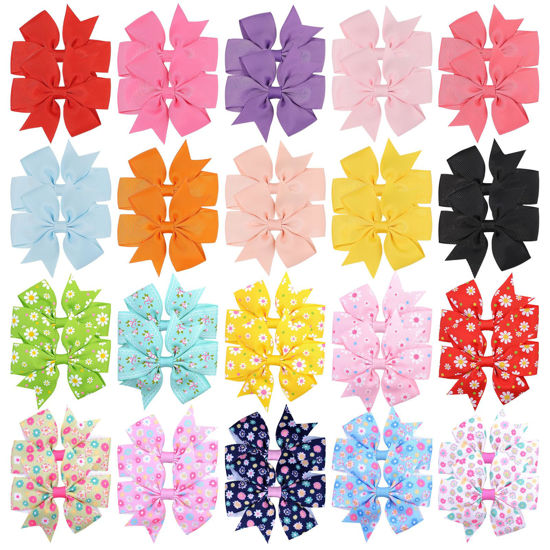 Picture of Choicbaby 40pcs Baby Girls Grosgrain Ribbon Pinwheel Hair Bows Alligator Clips Hair Pins Barrettes for Toddler Infants Newborn