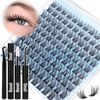 Picture of PHKERATA Natural Lash Clusters Kit Wispy Lash Extension Kit Cluster Eyelash Extensions Kit 110pcs DIY Eyelash Clusters at Home Individual Lashes with Lash Glue Bond and Seal and Tweezers, 10-16mm Mix