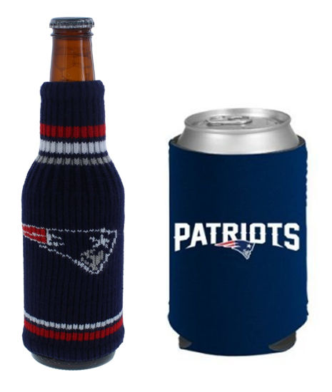 Picture of Football Can & Bottle Holder Insulator Beverage Huggie Cooler (New England (Patriots) - Krazy/Kaddy)