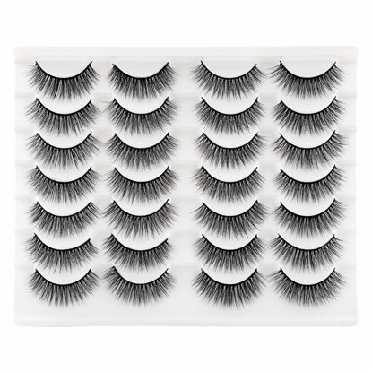 Picture of Newcally Lashes False Eyelashes Natural Fluffy Light Volume Faux Mink Lashes 14 Pairs Pack