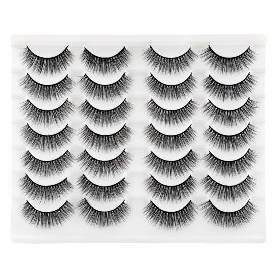 Picture of Newcally Lashes False Eyelashes Natural Fluffy Light Volume Faux Mink Lashes 14 Pairs Pack