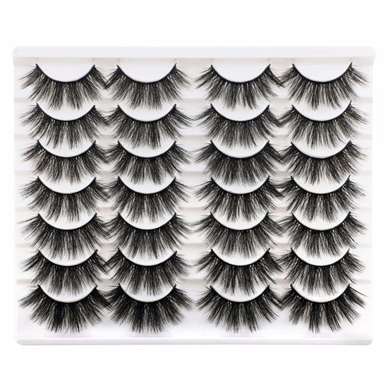 Picture of Newcally Lashes False Eyelashes Dramatic 20MM Faux Mink Lashes Pack 14 Pairs Wispy Long Thick Fluffy Strip Eye Lashes Multipack