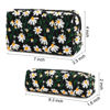 Picture of SOIDRAM Makeup Bag Floral Cosmetic Bag Makeup Pouch 1Pcs Large Capacity Makeup Bags and 1Pcs Makeup Brushes Storage Bag Travel Toiletry Bag Organizer