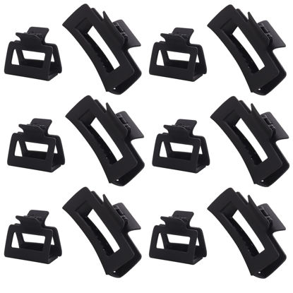 Picture of Alemaky 12 Pack Black Square Claw Clips, Big and Small Neutral Rectangle Hair Claw Clips, Non-slip Matte Large Hair Clips for Women,Strong Hold jaw clip for Thick Thin Hair