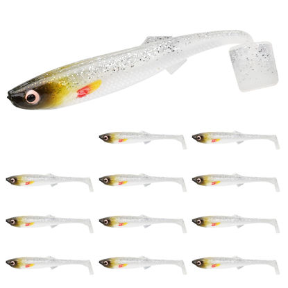 Picture of TRUSCEND Hand-Painted Soft Fishing Lures 12PCS, Paddle Tail Swimbaits, Fishing Lures for Bass Trout Crappie Walleye, Durable Plastic Bait for Bass Fishing, Shad Fishing Bait for Freshwater Saltwater