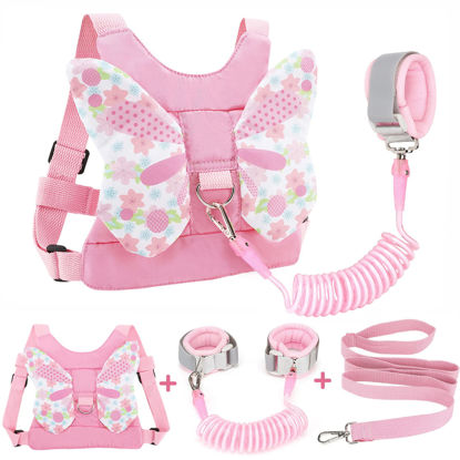 Picture of Accmor 3 in 1 Toddler Harness Leashes + Anti Lost Wrist Link, Kids Harness Children Leash for Girls, Child Anti Lost Leash Baby Cute Harness Belt Strap Hold Kids Close While Walking