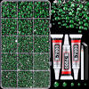 Picture of 16000Pcs Resin Rhinestones for Crafting, Emerald Green Non Hotfix Flatback Gems, Bedazzling Crystal with 3Pcs 10ml B7000 Jewelry Glue for DIY Crafts Clothing Tumblers Shoes Fabric Nail Art