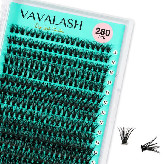 Picture of VAVALASH Lash Clusters 40D-D-0.07-16MM DIY Individual Lashes 280 PCS Cluster Lashes 10D 20D 30D 40D 50D C D Curl Volume False Eyelash Extensions DIY Lash Extensions at Home (40D-0.07-D,16mm)