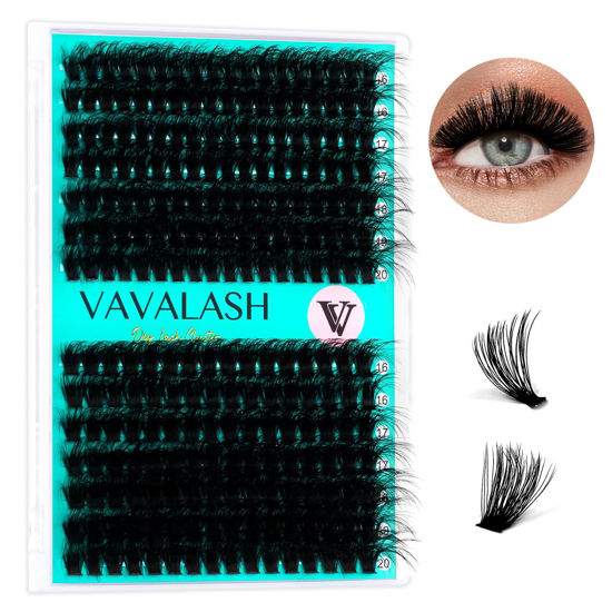 Picture of VAVALASH Lash Clusters 60D+80D Wispy Volume Individual Lashes DIY Eyelash Extensions Individual Cluster Lashes Faux Mink False Lashes DIY Lashes at Home (60D+80D,16-20MIX)