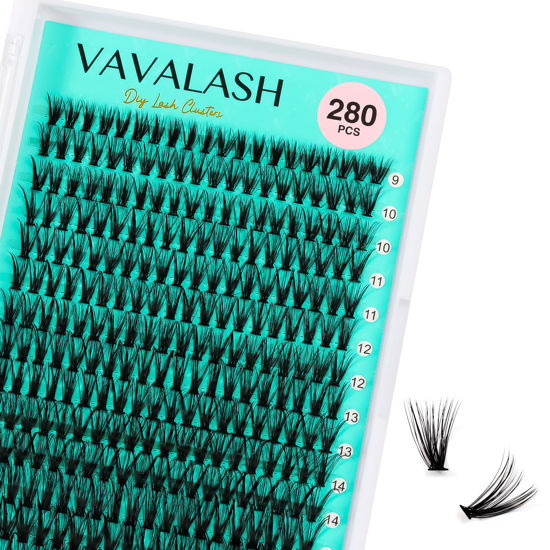 Picture of VAVALASH Lash Clusters 30D-C-0.07-9-16MM DIY Individual Lashes 280 PCS Cluster Lashes 10D 20D 30D 40D 50D C D Curl Volume False Eyelash Extensions DIY Lash Extensions at Home (30D-0.07-C,9-16mm)