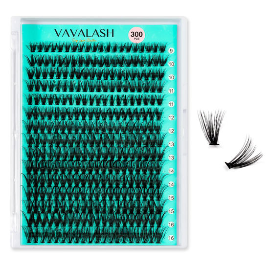 Picture of VAVALASH Lash Clusters 30D-0.07-C-12MM 300Pcs DIY Eyelash Extension 10D 20D 30D 40D 50D Individual Cluster Lashes Faux Mink False Lashes DIY Lash Extensions at Home 300PCS (30D-0.07-C,12MM)