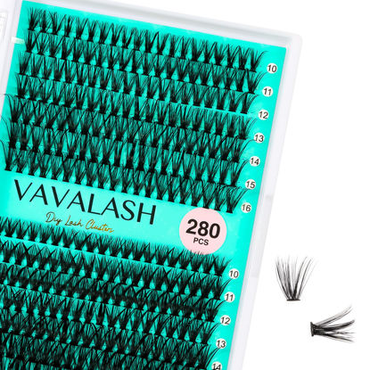 Picture of VAVALASH Lash Clusters 30D+40D-D-10-16MM DIY Individual Lashes 280 PCS Cluster Lashes 10D 20D 30D 40D 50D C D Curl Volume False Eyelash Extensions DIY Lash Extensions at Home (30D+40D-0.07-D,10-16mm)