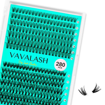 Picture of VAVALASH Lash Clusters 20D+30D-D-10-16MM DIY Individual Lashes 280 PCS Cluster Lashes 10D 20D 30D 40D 50D C D Curl Volume False Eyelash Extensions DIY Lash Extensions at Home (20D+30D-0.07-D,10-16mm)