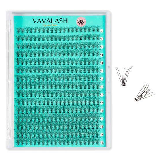 Picture of VAVALASH Lash Clusters 10D-0.07-C-9-16MM 300Pcs DIY Eyelash Extension 10D 20D 30D 40D 50D Individual Cluster Lashes Faux Mink False Lashes DIY Lash Extensions at Home 300PCS (10D-0.07-C,9-16MIX)