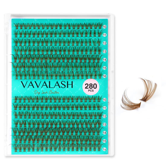 Picture of VAVALASH Brown DIY Lash Extension 30D 40D Individual Cluster Lashes 0.07D-10-16mm Lash Clusters Volume False Eyelash Extensions DIY Lash Extensions at Home （Brown-30D+40D-10-16MM）