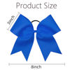 Picture of 16PCS 8" Large Cheer Hair Bows Ponytail Holder Elastic Band Handmade for Cheerleading Teen Girls College Sports (Blue, 16 Count (Pack of 1))