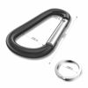 Picture of Sprookber 3" Aluminum Carabiner D Ring, Caribeener Clips, Spring Snap Hook for Keychain Clip, Set of 10 (Black)