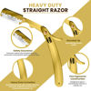 Picture of Utopia Care Professional Barber Straight Edge Razor Safety with 100-Pack Derby Blades - 100 Percent Stainless Steel - (Gold)