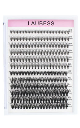 Picture of DIY Eyelash Extension 240pcs 20D+40D Cluster Lashes Mixed Length Long False Eyelashes Individual Lashes Cluster Eyelash Extensions (20D/40D-0.07C-9-16mm)