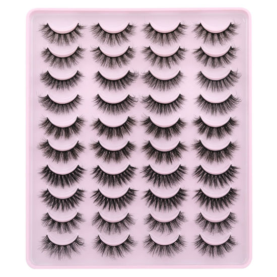 Picture of JIMIRE False Eyelashes Natural Fluffy Wispy Faux Mink Lashes 5D 14mm-18mm 5 Styles Mixed Lashes for Small Eyes Natural Look Fake Eyelashes 20 Pairs Multipack