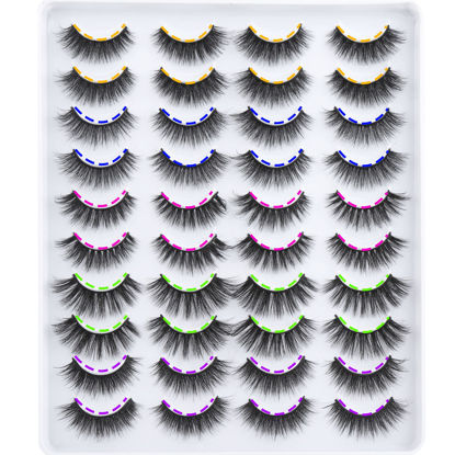 Picture of JIMIRE 20 Pairs False Eyelashes 5 Styles Cat Eye Lashes Pack Fluffy Natural Volume Faux Mink Lashes Packs