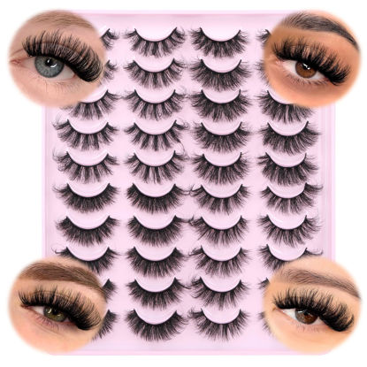 Picture of JIMIRE False Eyelashes Volume Fluffy Faux Mink Lashes 6D 14mm-18mm 4 Styles Mixed Wispy False Lashes Dramatic Look Fake Eyelashes 20 Pairs Multipack