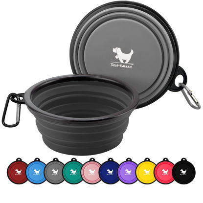 Picture of Rest-Eazzzy Large Collapsible Dog Bowls 1000 ml, 2-Pack Dog Portable Water Bowl for Dogs Cats Pet Foldable Feeding Watering Dish for Traveling Camping Walking with 2 Carabiners, BPA Free