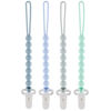 Picture of 4-Pack Silicone Pacifier Clips with One-Piece Beads for Baby Boys and Girls - Flexible and Rust-Free Holders for Teething Relief and Baby Essentials, Safe for Newborns (Blue)