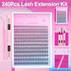 Picture of Wispy Lash Extension Kit Natural Eyelash Extension Kit C Curl Lash Clusters Kit Individual Lashes Clusters Short Eyelash Clusters 280pcs Cluster Lashes Kit with Bond and Seal and Tweezers TNFVLONEINS