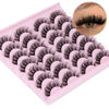 Picture of TNFVLONEINS False Eyelashes Wispy Mink Lashes Natural Look D Curl Fluffy Fake Eyelashes 16mm Natural Lashes That Look Like Extensions Lashes Pack