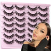 Picture of TNFVLONEINS False Eyelashes Wispy Mink Lashes Natural Look D Curl Fluffy Fake Eyelashes 16mm Natural Lashes That Look Like Extensions Lashes Pack