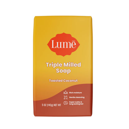 Picture of Lume Triple Milled Soap - Rich Moisture & Gentle Cleansing - Paraben Free, Phthalate Free, Skin Safe - 5 ounce (Toasted Coconut)