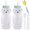 Picture of Honey Bear Straw Cups, Juice Bear Bottle Drinking Cup Long Straws with 4 Flexible Straws & Cleaning Tools, 8-Ounce Therapy Sippy Bottles for Speech and Feeding Training, Food-Grade & BPA Free 2 Pack