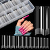 Picture of Lionvison Square Nail Tips NO C Curve, 504PCS XL Long Straight Flat Pre Shaped False Nails, Half Cover Clear Nail Tips for Acrylic Nails, French Nail Extensions for Nail Salon Home DIY, 12 Sizes