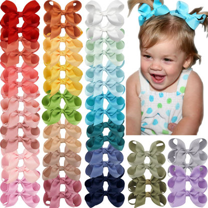 Picture of JOYOYO 50Pcs 3" Hair Bows Alligator Clips Grosgrain Ribbon Big Bows Clips For Girls Toddlers Kids Children in Pairs