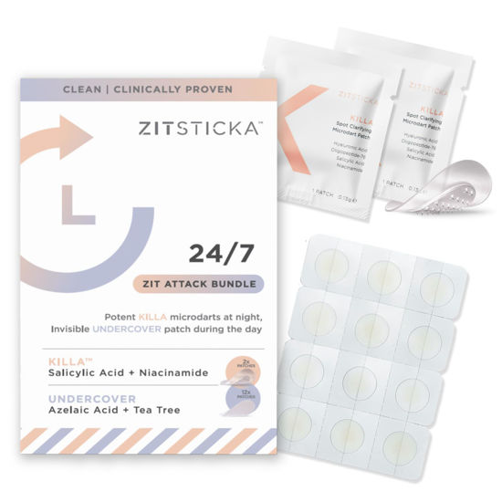 Picture of ZitSticka 24/7 Attack Bundle Acne Patches for Face - World's Most Potent Pimple Patch with Fast-Acting Microdarts - Starts Working within 2 Hours for Deep, Early-Stage Zits & Blemish - 14 Count