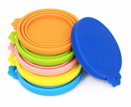 Picture of Comtim Pet Can Covers/6 Pack Silicone Dog Cat Food Can Lids/Universal Size Fit Most Standard Size Cans