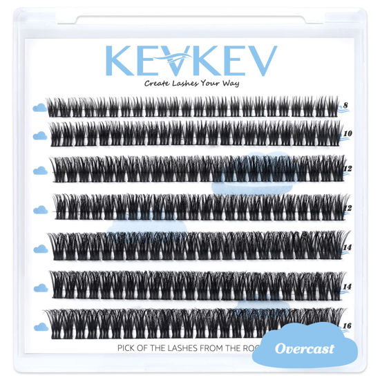 Picture of Lash Clusters 84 Pcs Cluster Lashes Eyelash Clusters DIY Cluster Eyelash Extensions Individual Lashes Soft and Comfortable (Overcast,C-8-16mix)