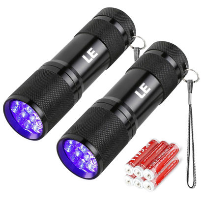 Picture of Lighting EVER Black Light Flashlight, Small UV Lights 395nm, Portable Ultraviolet Light Detector for Invisible Ink Pens, Dog Cat Pet Urine Stain, AAA Batteries Included