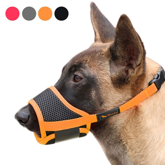 Picture of HEELE Dog Muzzle,Soft Nylon Muzzle Anti Biting Barking Chewing,Air Mesh Breathable Drinkable Adjustable Loop Pets Muzzle for Small Medium Large Dogs 4 Colors 4 Sizes(XS)