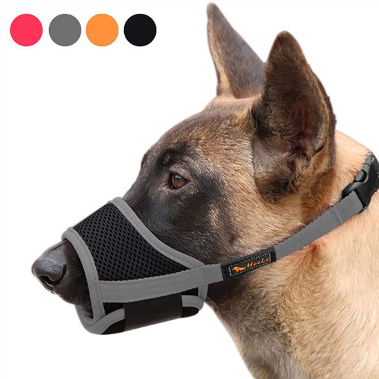 Picture of HEELE Dog Muzzle,Soft Nylon Muzzle Anti Biting Barking Chewing,Air Mesh Breathable Drinkable Adjustable Loop Pets Muzzle for Small Medium Large Dogs 4 Colors 4 Sizes XS