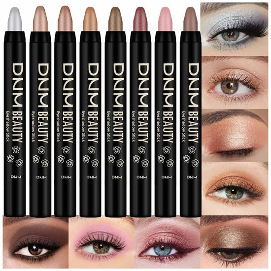 Picture of evpct 8Pcs Cream Eye Shadow Brightener Sticks Set for Wowen, Waterproof Long-Lasting Eye Makeup Kit, Multi-Color Natural & Shimmery Shades Contour Creamy Eyeshadow Stick Pen Pencil Crayon, Set05