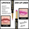 Picture of evpct 3Pcs Nude Pink Rose Red Metallic Shine Shimmer Lip Liner and Lipstick Combo Set Kit for Women, DNM Lightweight Hydrating Formula High Impact Full Coverage Lipstick and Lip Liner Makeup Gloss