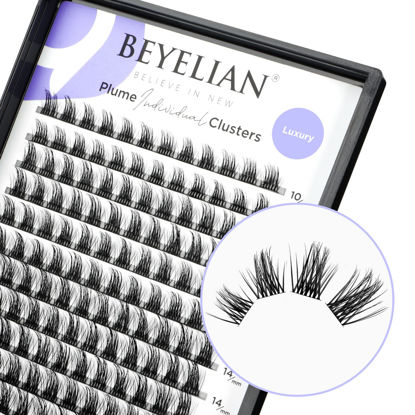 Picture of BEYELIAN Lash Clusters, 144 Pcs Individual Cluster Lashes, 10-16mm C Curl DIY Eyelash Extension Super Thin Band Resuable Soft Glue Bonded Lash Extensions (Style5 0.07 Mix Black Band)