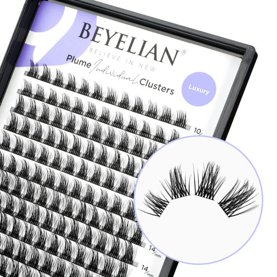 Picture of BEYELIAN Lash Clusters, 144 Pcs Individual Cluster Lashes, 10-16mm C Curl DIY Eyelash Extension Super Thin Band Resuable Soft Glue Bonded Lash Extensions (Style5 0.07 Mix Black Band)