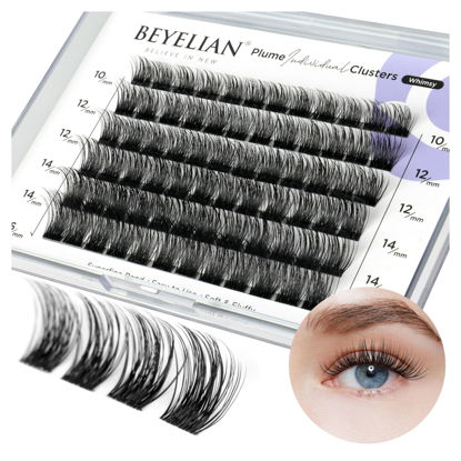 Picture of BEYELIAN Cluster Lashes C Curl 72 Pcs Individual Mega Lash Clusters False Eyelashes Extension Natural Look Reusable Glue Bonded Black Super Thin Band Mix DIY Eyelash Extension Style719