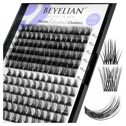 Picture of BEYELIAN Cluster Lashes D+ Curl 156 Pcs Individual Lash Clusters False Eyelashes Extension Natural Look Reusable Glue Bonded Black Super Thin Band Mix DIY Eyelash Extension Style3+Style5